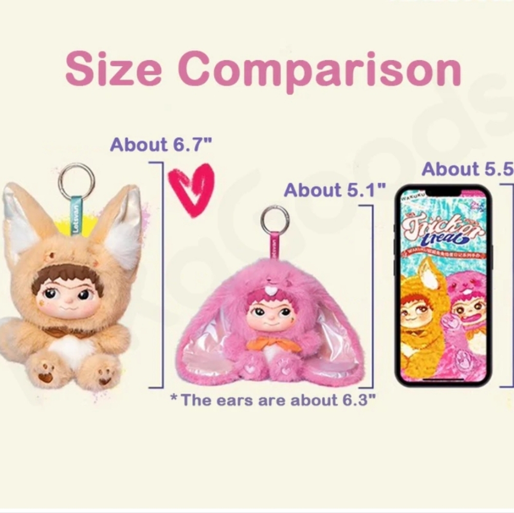 Wakuku Fox & Bunny Trick Or Treat Series Plush - NIB - Cute Fox - Picture 4 of 7